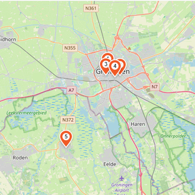 Kaart met onze locaties in Groningen en Peize